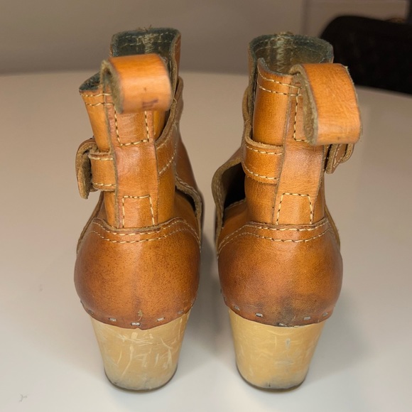 Swedish Hasbeens Toffel Wood Sole Clog Leather Ankle Boot Sz 36 - Picture 6 of 12